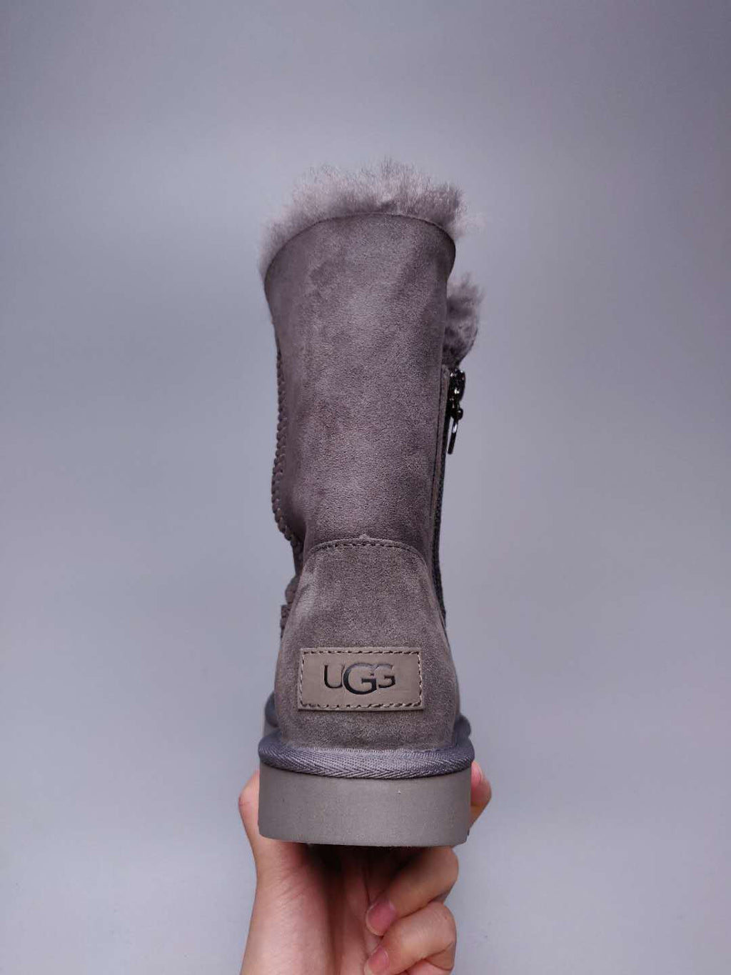 Grey Side Zip Mid-Calf Boots | In Stock