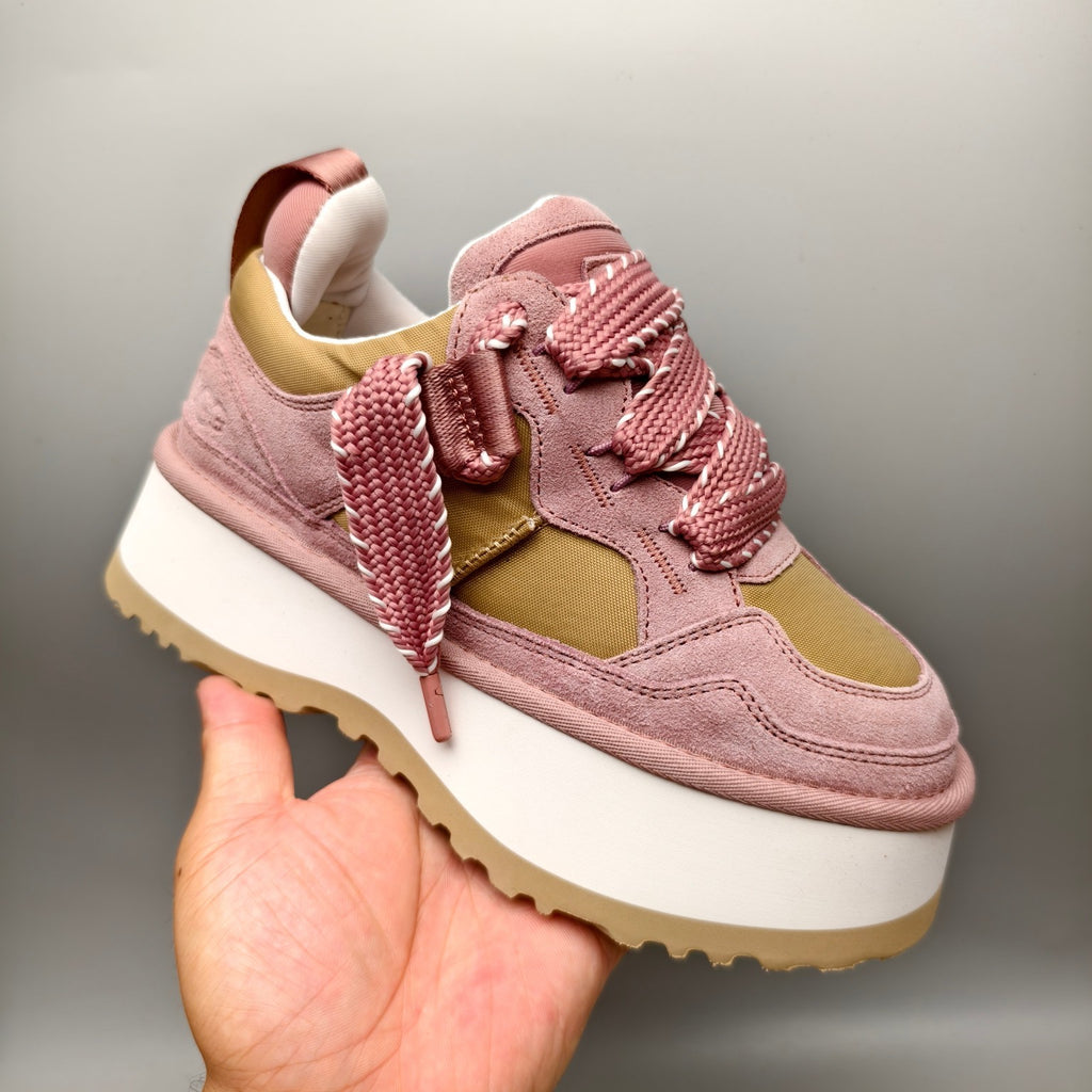 Pink Chunky Dad Sneakers | Lace-Up Casual Style – In Stock