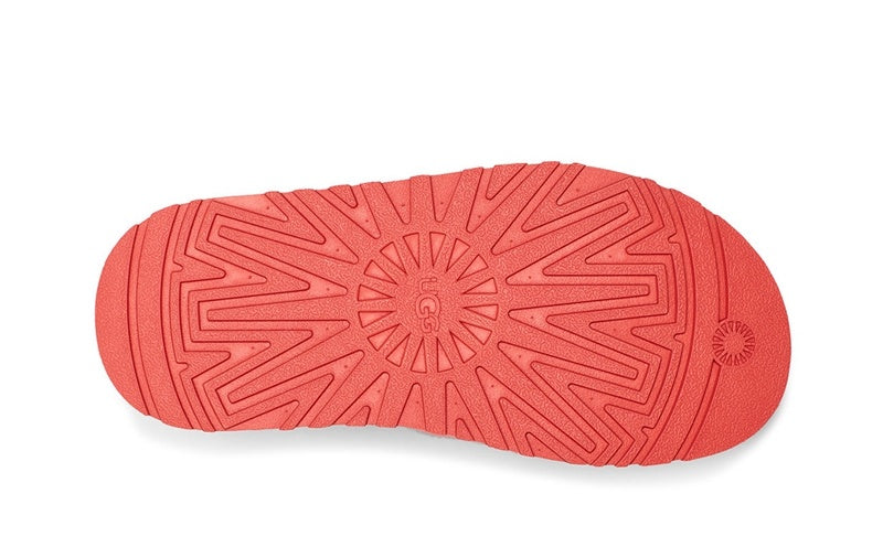 Coral Red Disco Fluffy Sandals | In Stock