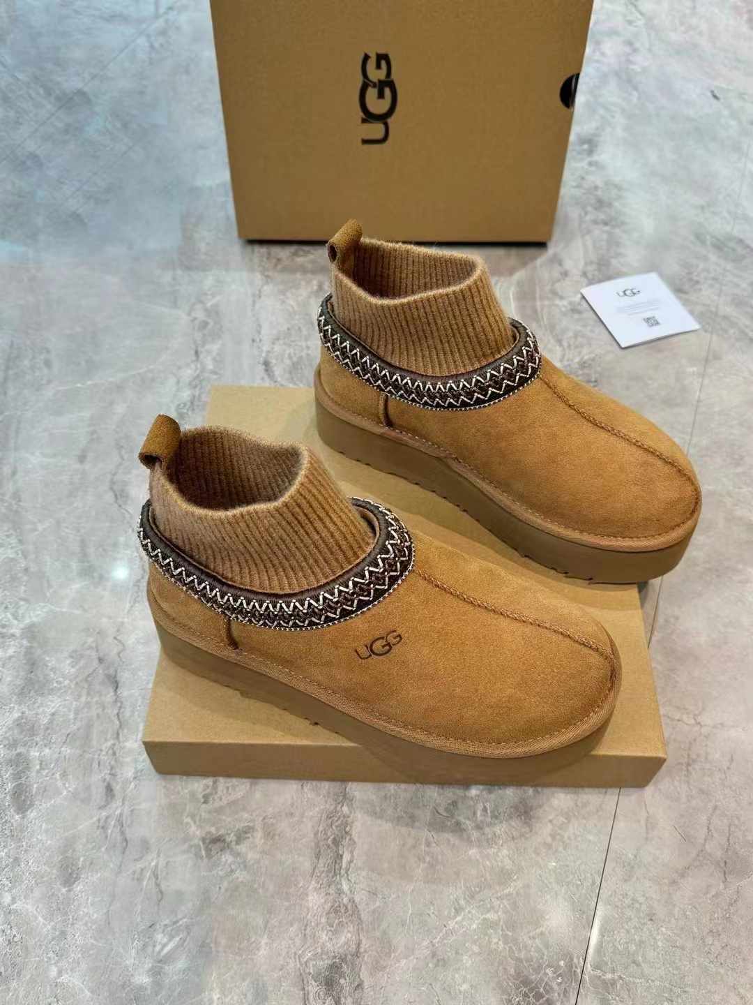 Ethnic Style Snow Boots with Wool Sock Cuff | Imported Suede & Fur-Lined – New Arrival