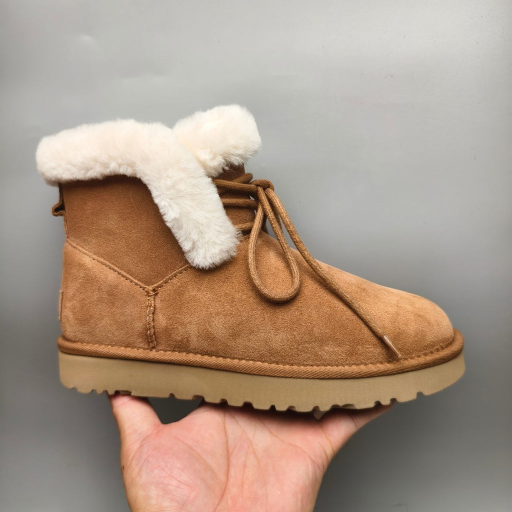 Chestnut Mid-Calf Casual Boots | Lace-Up Style – In Stock