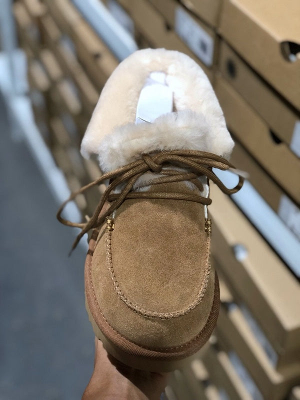 Chestnut Fur-Trim Lace-Up Ankle Boots | Cozy Winter Style – In Stock