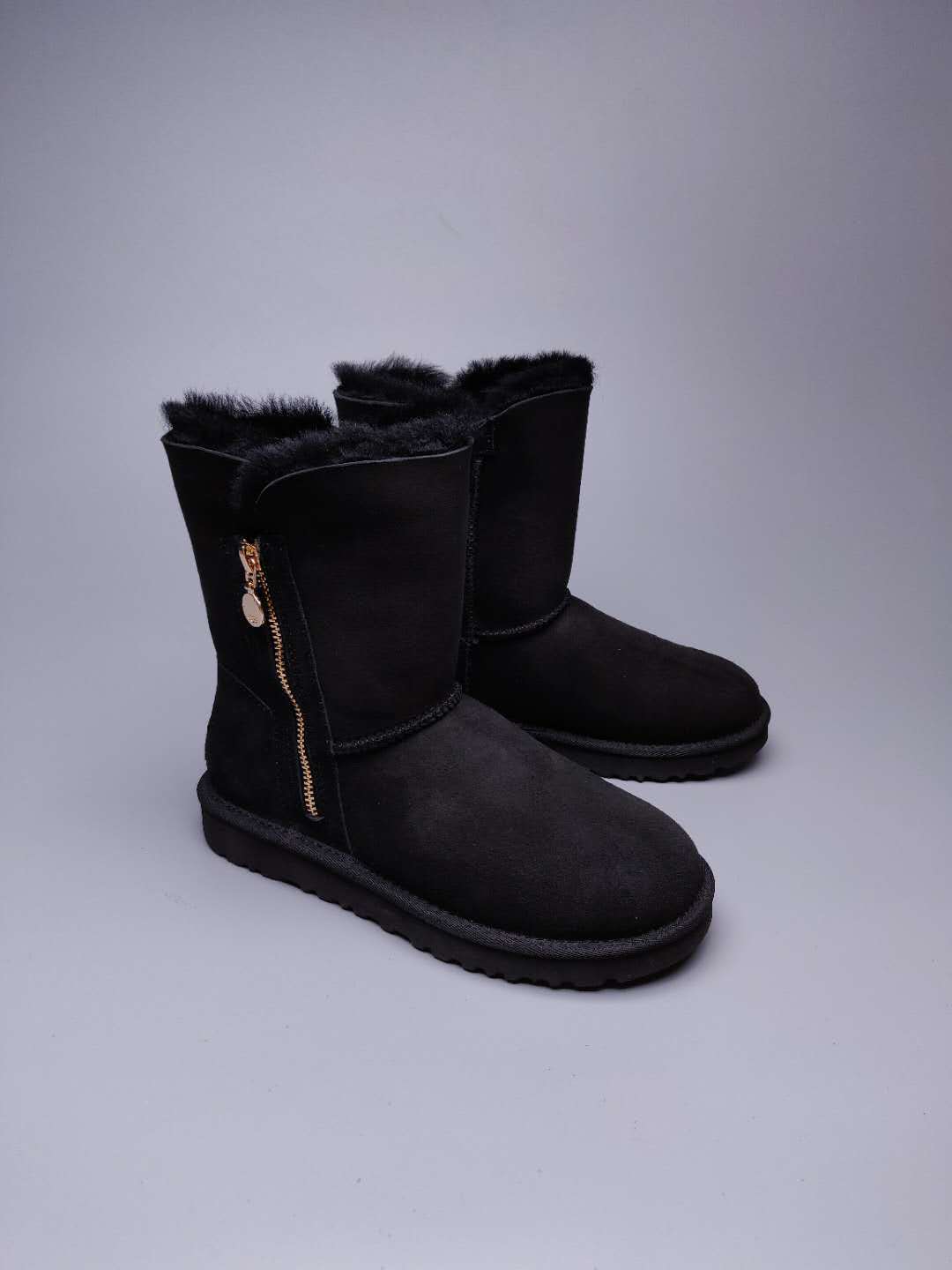 Black Side Zip Mid-Calf Boots | In Stock