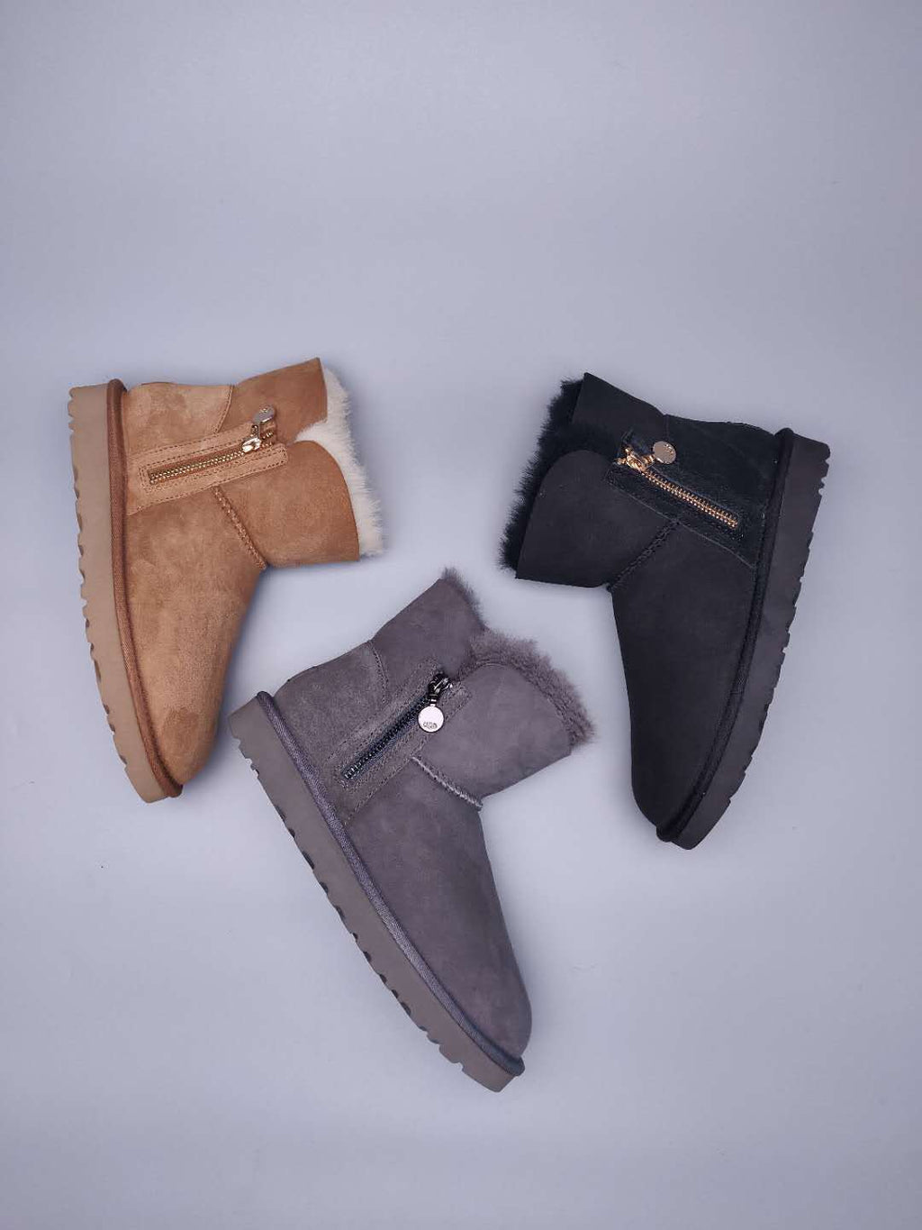 Grey Side Zip Ankle Boots | In Stock